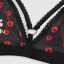 Betty boop | romwe 1 pieza sujetador acolchado inalambrico con decoracion de personaje de dibujos animados y estampado de labios con forma de corazon