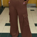 Slayr pantalones casuales de trabajo de estilo ancho con bolsillos y estampado floral gris para mujeres-c