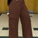 Slayr pantalones casuales de trabajo de estilo ancho con bolsillos y estampado floral gris para mujeres-c