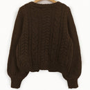 Moosta cardigan informal de manga de globo con nudo delantero de unicolor para otono/invierno