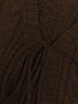 Moosta cardigan informal de manga de globo con nudo delantero de unicolor para otono/invierno