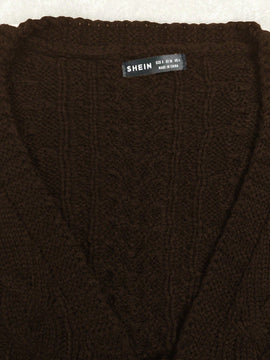 Moosta cardigan informal de manga de globo con nudo delantero de unicolor para otono/invierno