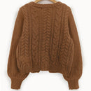 Moosta cardigan informal de manga de globo con nudo delantero de unicolor para otono/invierno