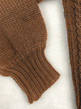 Moosta cardigan informal de manga de globo con nudo delantero de unicolor para otono/invierno