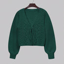 Moosta cardigan informal de manga de globo con nudo delantero de unicolor para otono/invierno