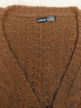 Moosta cardigan informal de manga de globo con nudo delantero de unicolor para otono/invierno