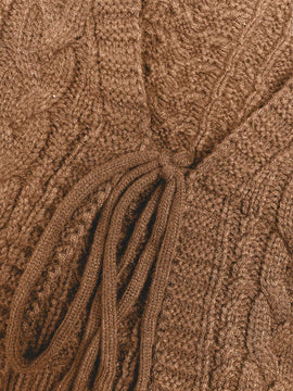 Moosta cardigan informal de manga de globo con nudo delantero de unicolor para otono/invierno