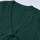 Moosta cardigan informal de manga de globo con nudo delantero de unicolor para otono/invierno