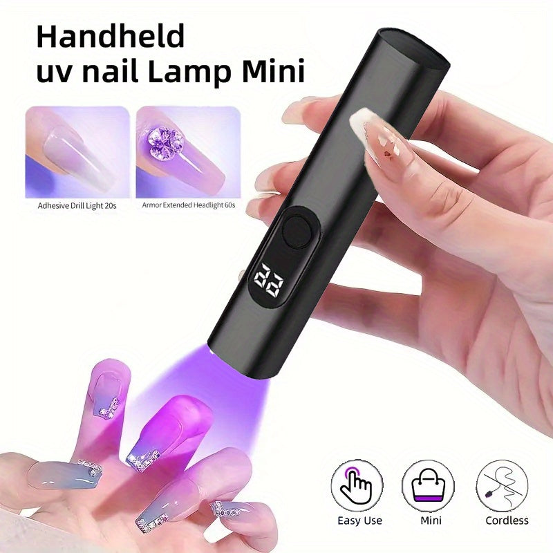 1pc Lámpara LED Portátil para Uñas, Recargable por USB, Secador de Esmalte Rápido con Temporizador Digital y Manualidad Mini para Viajes, Ideal para el Hogar