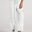 Pantalones cargo de mujer con bolsillo con solapa, cordon y cintura elastica