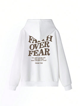 Sudadera con capucha informal con cordon y bolsillos, estampado de letras para mujer