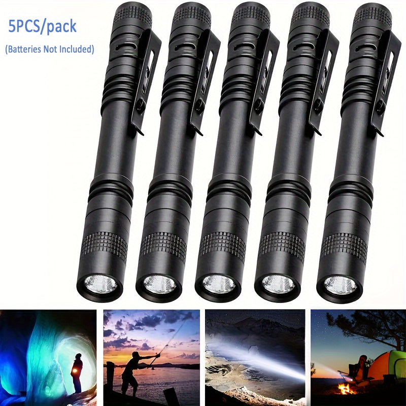 1pc Linterna LED Ultracompacta con Clip - Resistente al Agua, Enfoque Ajustable, Empuñadura Texturizada para Camping, Senderismo y Uso de Emergencia - Baterías No Incluidas, Luz de Pesca | Luz LED Compacta | Linterna Duradera | Linterna Versátil