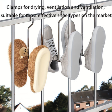 4 piezas de ganchos organizadores para zapatos de metal, soporte de acero inoxidable ahorrador de espacio con gancho, construcción duradera de metal sin acabado, fácil de armar, independiente, con almacenamiento para clóset, accesorio para el hogar y la