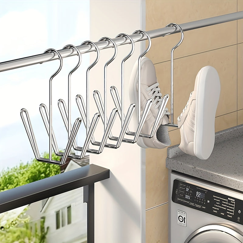 4 piezas de ganchos organizadores para zapatos de metal, soporte de acero inoxidable ahorrador de espacio con gancho, construcción duradera de metal sin acabado, fácil de armar, independiente, con almacenamiento para clóset, accesorio para el hogar y la