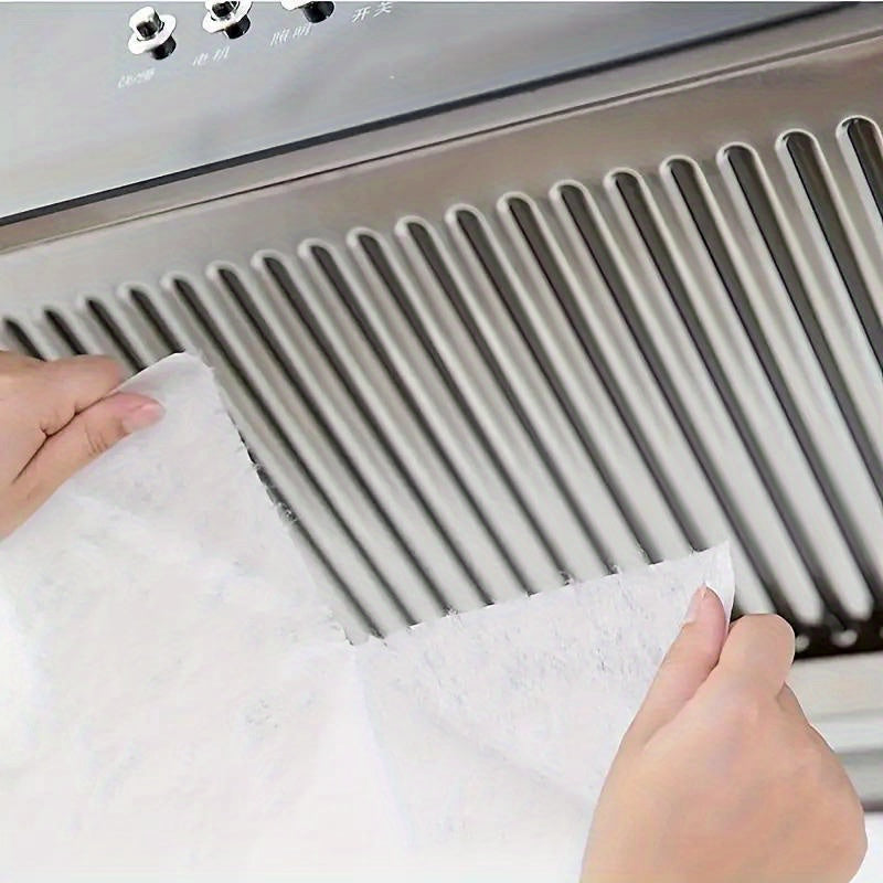 12 piezas de papel de filtro de campana extractora absorbente de aceite con pegatinas a prueba de aceite - Resistente a altas temperaturas, ajuste universal, filtrado de grasa eficiente, fácil de instalar, filtro de campana extractora