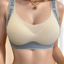 Sujetador deportivo para mujer de yoga, sujetador push up, lenceria transpirable, sujetador inalambrico sin costuras, con tirantes con letras y hebilla en la espalda, sujetador de una pieza