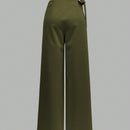Prive pantalones anchos de cintura alta de apariencia de lino caqui para mujer