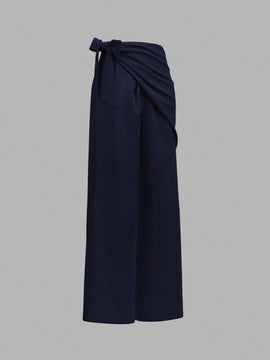 Prive pantalones anchos de cintura alta de apariencia de lino caqui para mujer