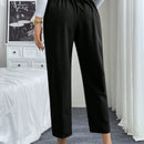 Essnce pantalones de cintura semielastica de unicolor con botones dorados metalicos estampados