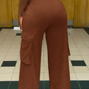 Slayr pantalones casuales de trabajo de estilo ancho con bolsillos y estampado floral gris para mujeres-c