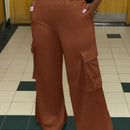 Slayr pantalones casuales de trabajo de estilo ancho con bolsillos y estampado floral gris para mujeres-c