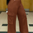 Slayr pantalones casuales de trabajo de estilo ancho con bolsillos y estampado floral gris para mujeres-c