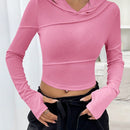 Ezwear sudadera con capucha unicolor crop