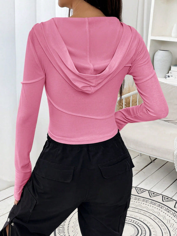 Ezwear sudadera con capucha unicolor crop