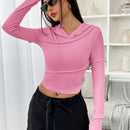 Ezwear sudadera con capucha unicolor crop