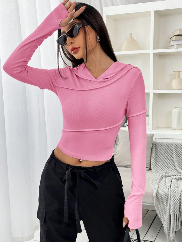 Ezwear sudadera con capucha unicolor crop