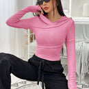 Ezwear sudadera con capucha unicolor crop