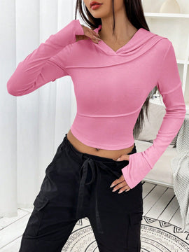 Ezwear sudadera con capucha unicolor crop