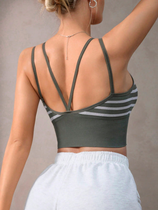 Lenceria casual de mujer con tirantes de espagueti y botones frontales a rayas, talla estandar