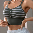 Lenceria casual de mujer con tirantes de espagueti y botones frontales a rayas, talla estandar