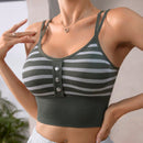 Lenceria casual de mujer con tirantes de espagueti y botones frontales a rayas, talla estandar
