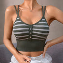 Lenceria casual de mujer con tirantes de espagueti y botones frontales a rayas, talla estandar