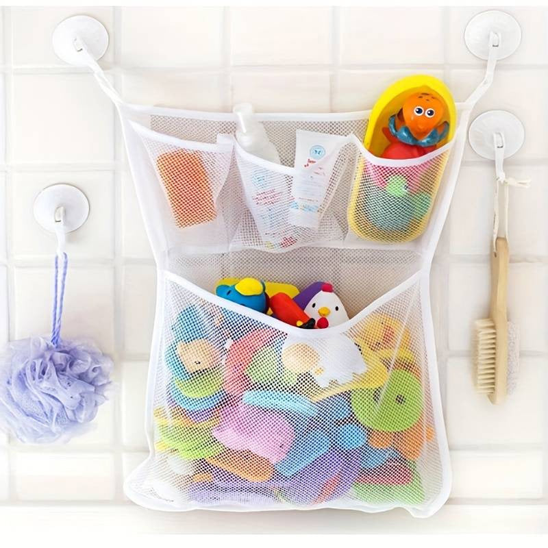 1 pieza de red de almacenamiento de juguetes de baño de ducha blanca para adolescentes, con ventosas de succión fuertes. Este organizador de bolsas de juguetes es perfecto para el baño y hace un gran regalo para Navidad, Halloween o Acción de Gracias.