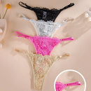 Set de 4 tangas de mujer de alta calidad, tanga de encaje transparente de cintura baja con tirantes ajustables