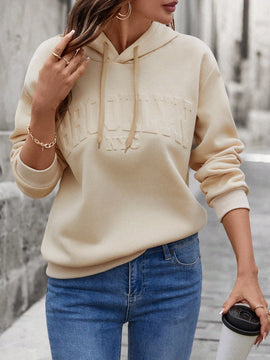 Lune sudadera con capucha casual y holgada para mujer con grafico de letra 3d
