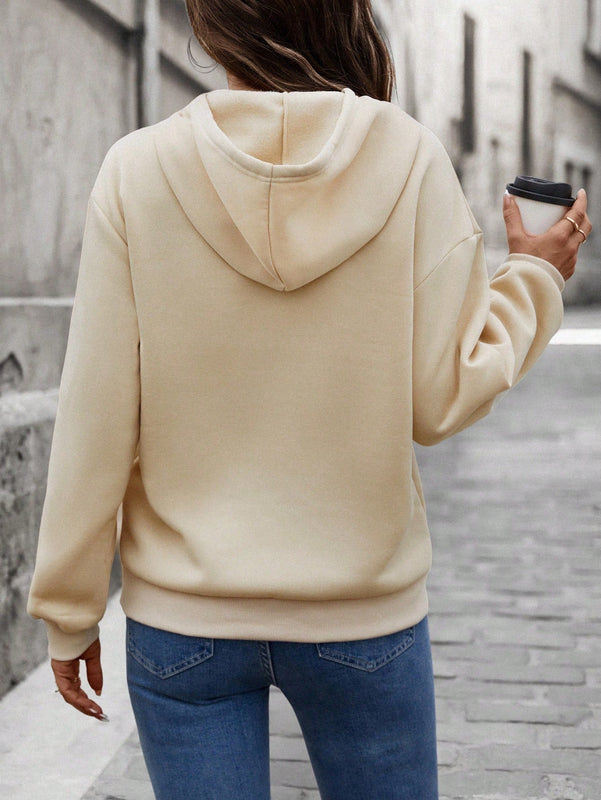Lune sudadera con capucha casual y holgada para mujer con grafico de letra 3d