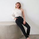 Pantalon informal negro de cintura alta tipo cigarrillo para mujer