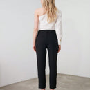 Pantalon informal negro de cintura alta tipo cigarrillo para mujer