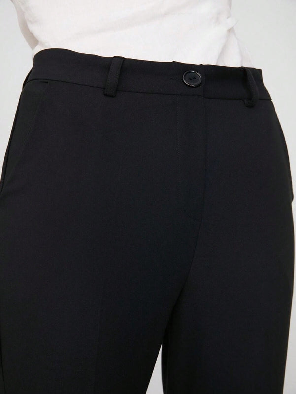 Pantalon informal negro de cintura alta tipo cigarrillo para mujer