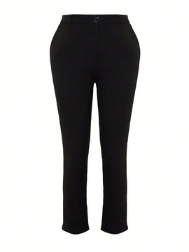 Pantalon informal negro de cintura alta tipo cigarrillo para mujer