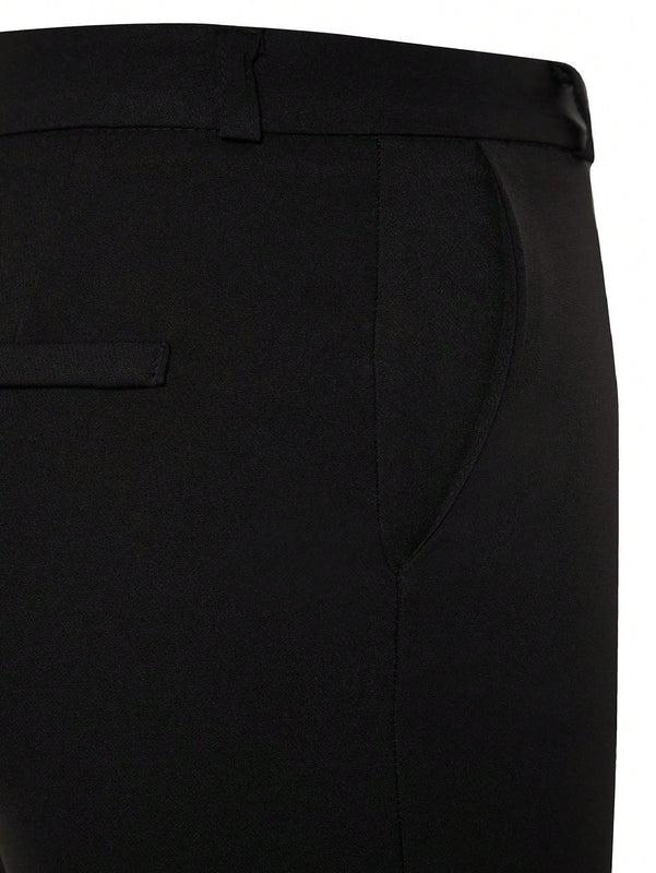 Pantalon informal negro de cintura alta tipo cigarrillo para mujer