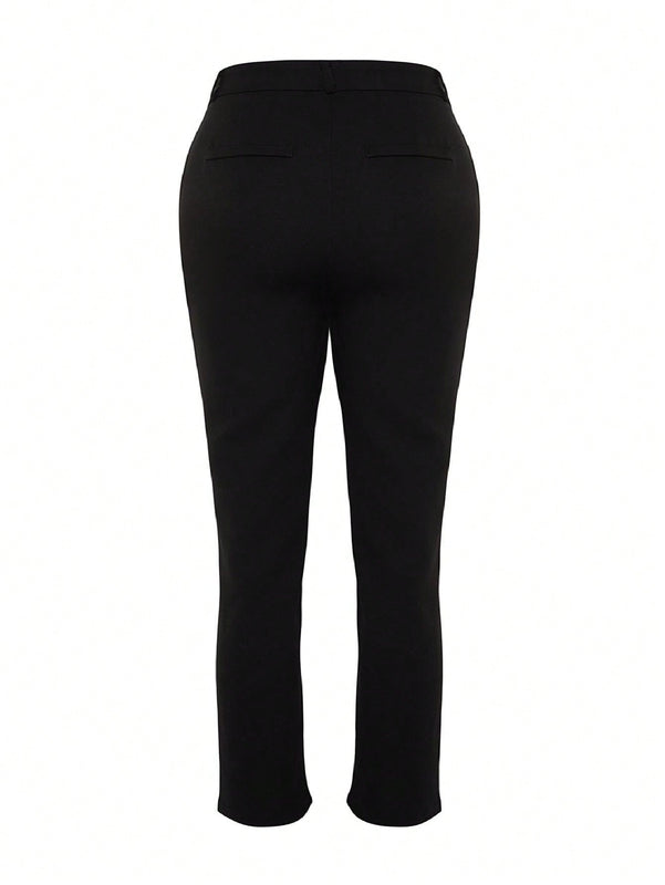Pantalon informal negro de cintura alta tipo cigarrillo para mujer