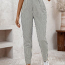 Lune pantalones de mujer casuales a rayas nauticas y entallados, para otono