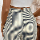 Lune pantalones de mujer casuales a rayas nauticas y entallados, para otono