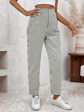 Lune pantalones de mujer casuales a rayas nauticas y entallados, para otono