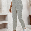 Lune pantalones de mujer casuales a rayas nauticas y entallados, para otono